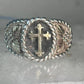 Black Hills Gold ring religious Cross Size 10.75 Vintage sterling silver men women