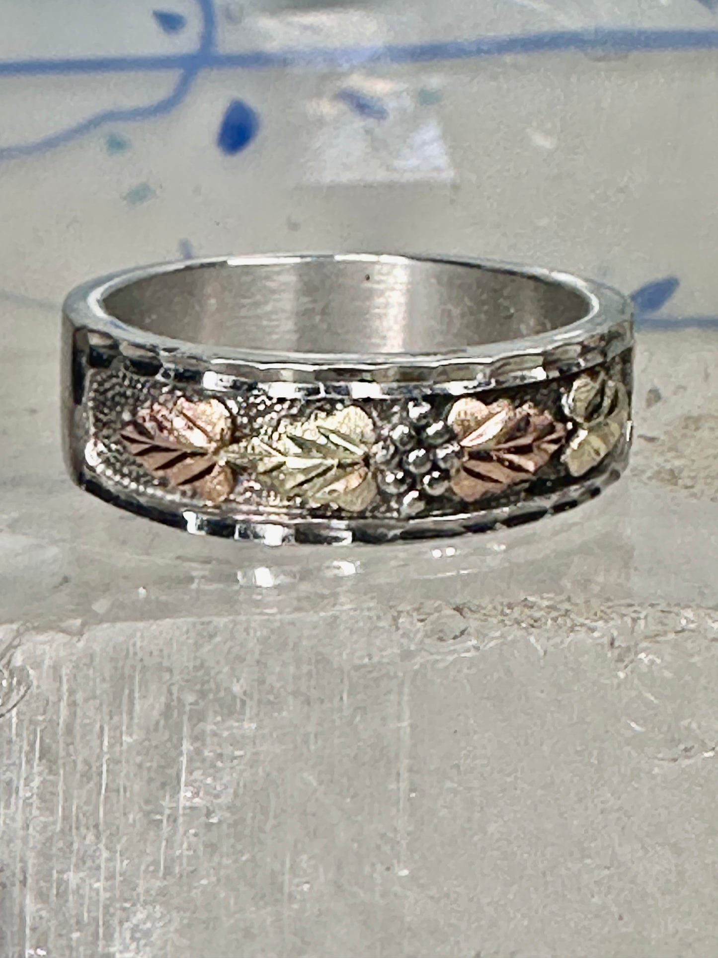Black Hills Ring leaves wedding band size 11.75 sterling silver women men