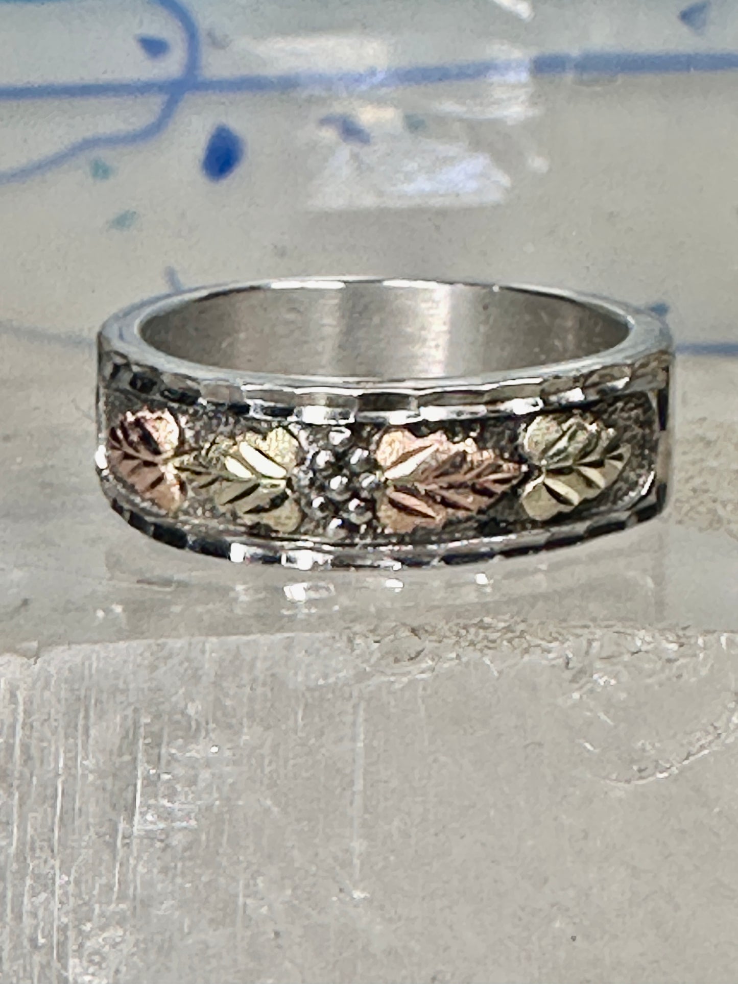 Black Hills Ring leaves wedding band size 11.75 sterling silver women men