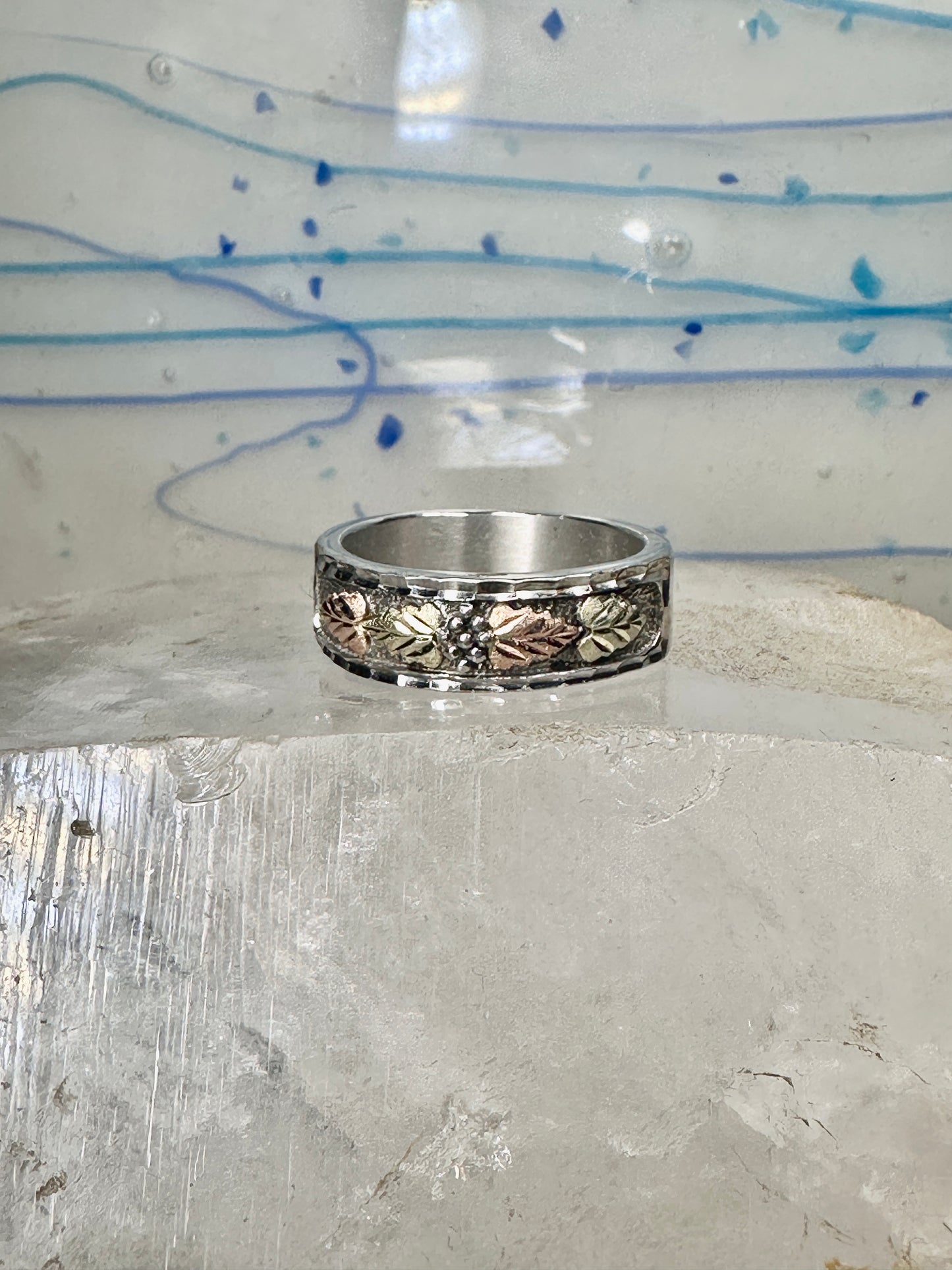 Black Hills Ring leaves wedding band size 11.75 sterling silver women men