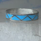 Vintage Sterling Silver Rough Reconstituted Turquoise Geometric Band AS IS Size 11.25 925