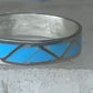 Vintage Sterling Silver Rough Reconstituted Turquoise Geometric Band AS IS Size 11.25 925