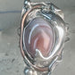 Long Dolphin ring Agate Size 7 Vintage sterling silver women