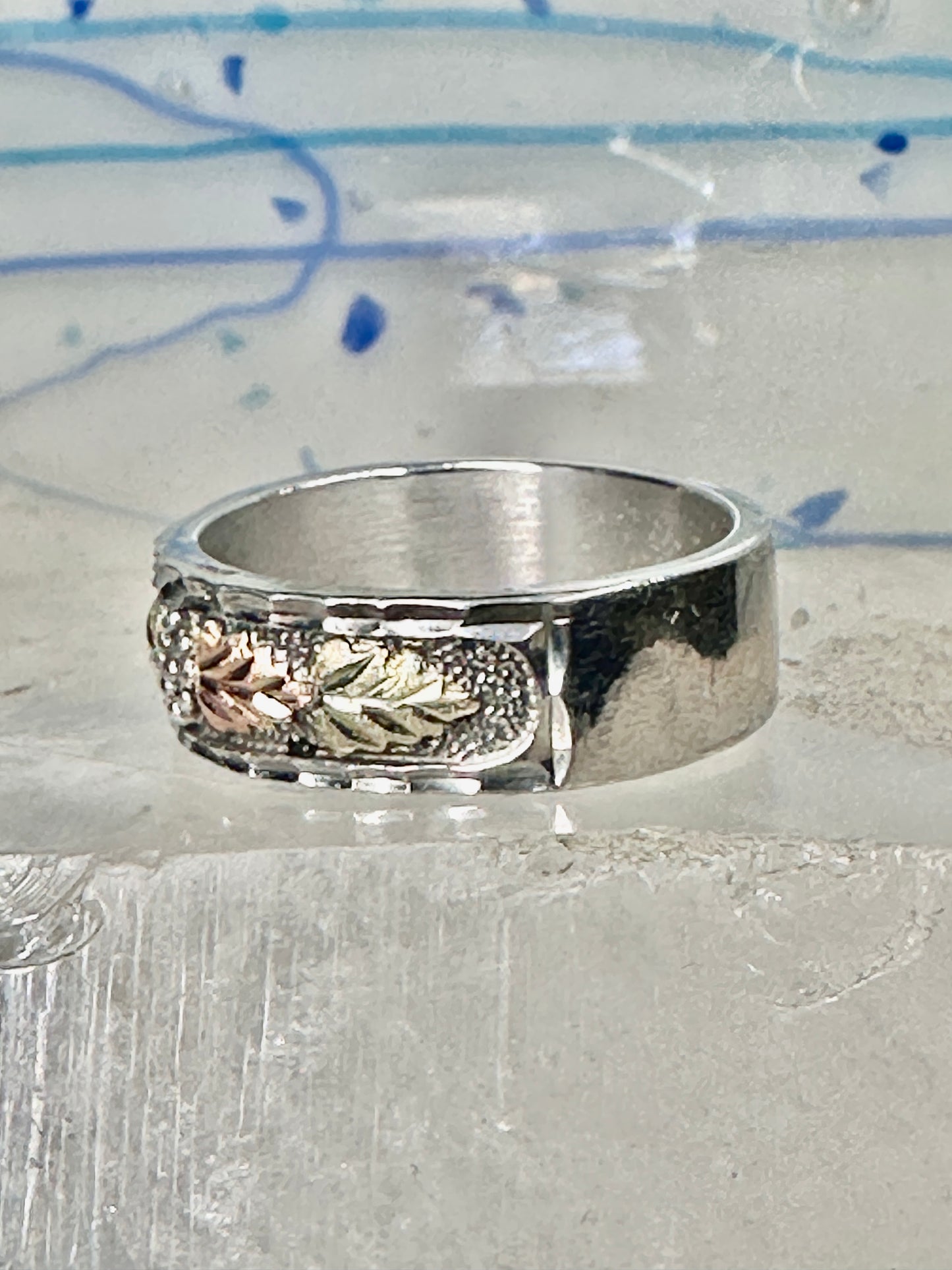 Black Hills Ring leaves wedding band size 11.75 sterling silver women men