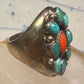 Navajo ring Heavy turquoise coral band size 10.75 sterling silver women men