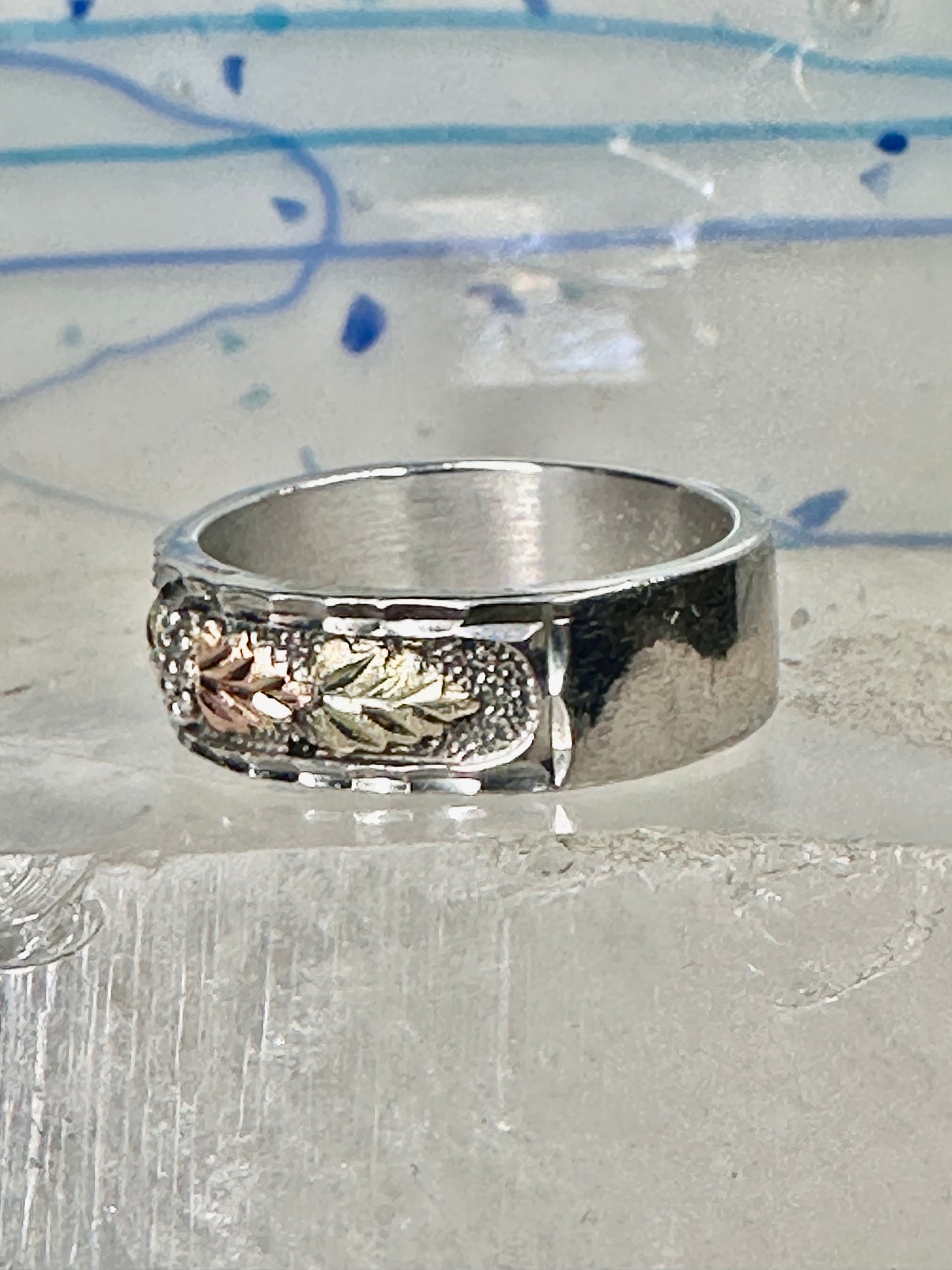 Black Hills Ring leaves wedding band size 11.75 sterling silver women men