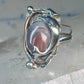 Long Dolphin ring Agate Size 7 Vintage sterling silver women