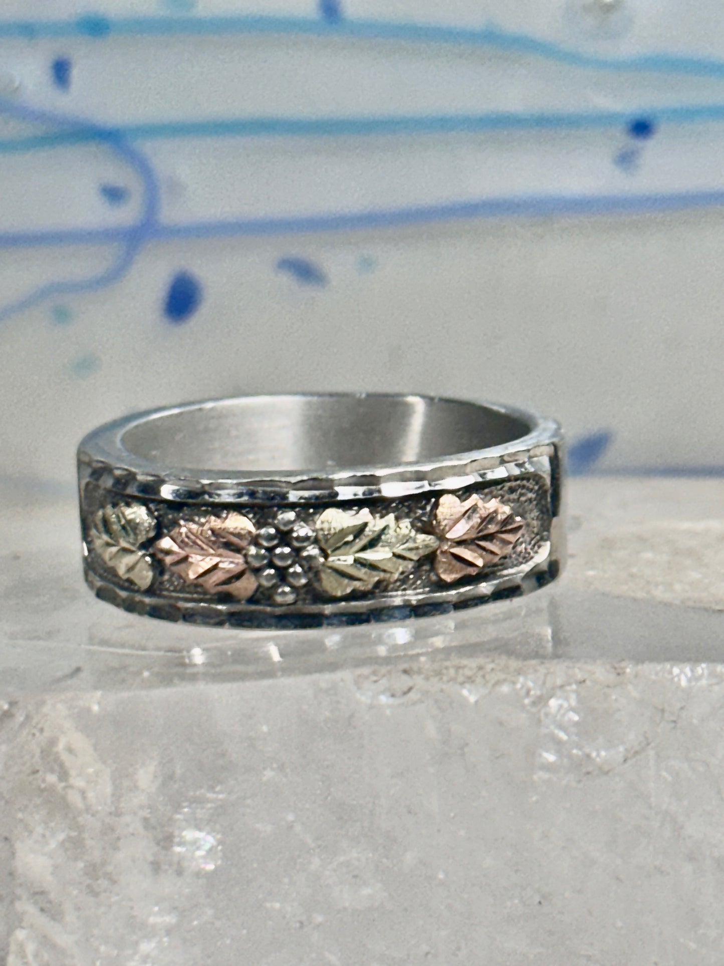 Black Hills Ring leaves wedding band size 11.75 sterling silver women men