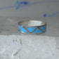 Vintage Sterling Silver Rough Reconstituted Turquoise Geometric Band Size 7.25 925