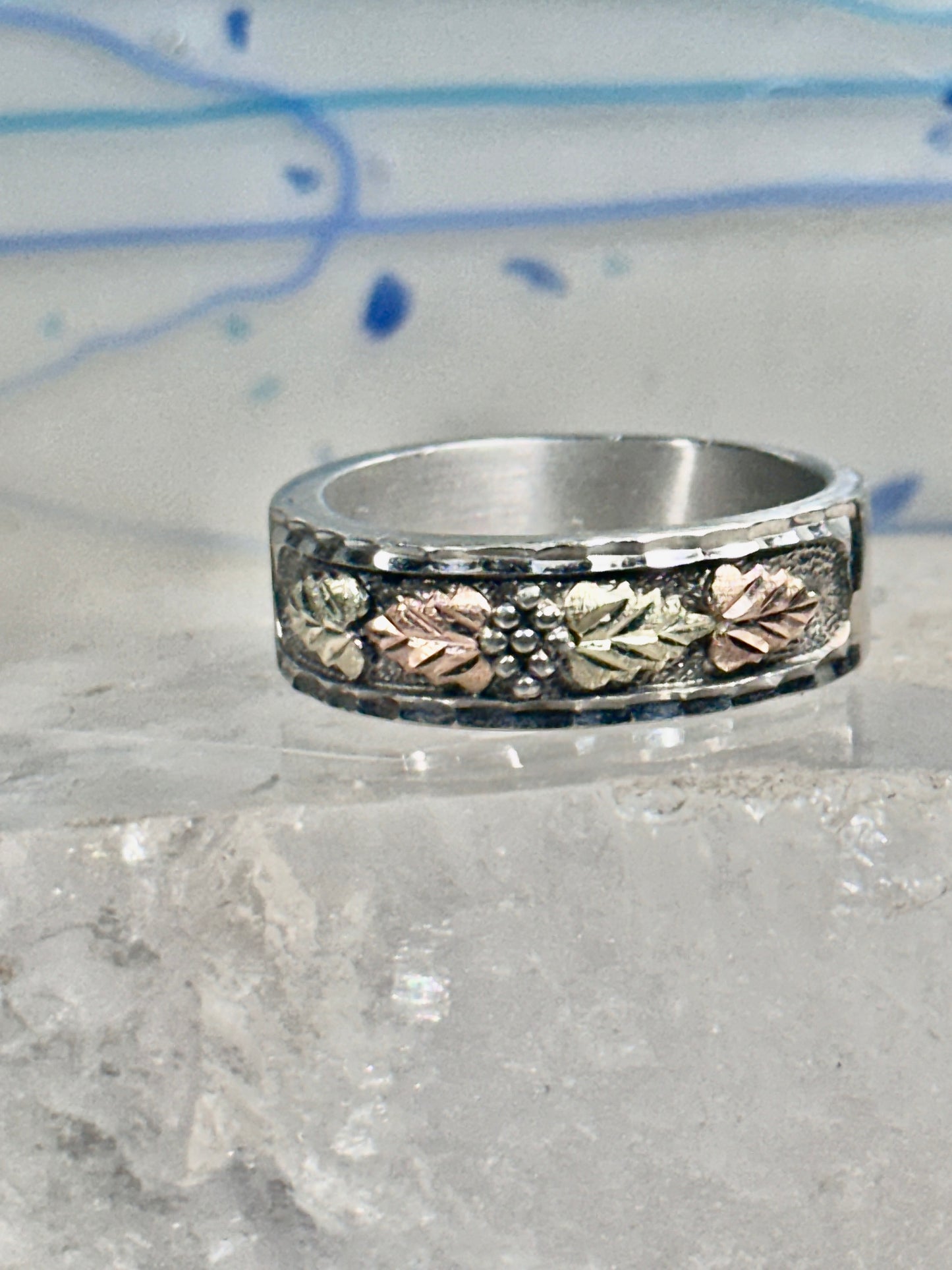Black Hills Ring leaves wedding band size 11.75 sterling silver women men
