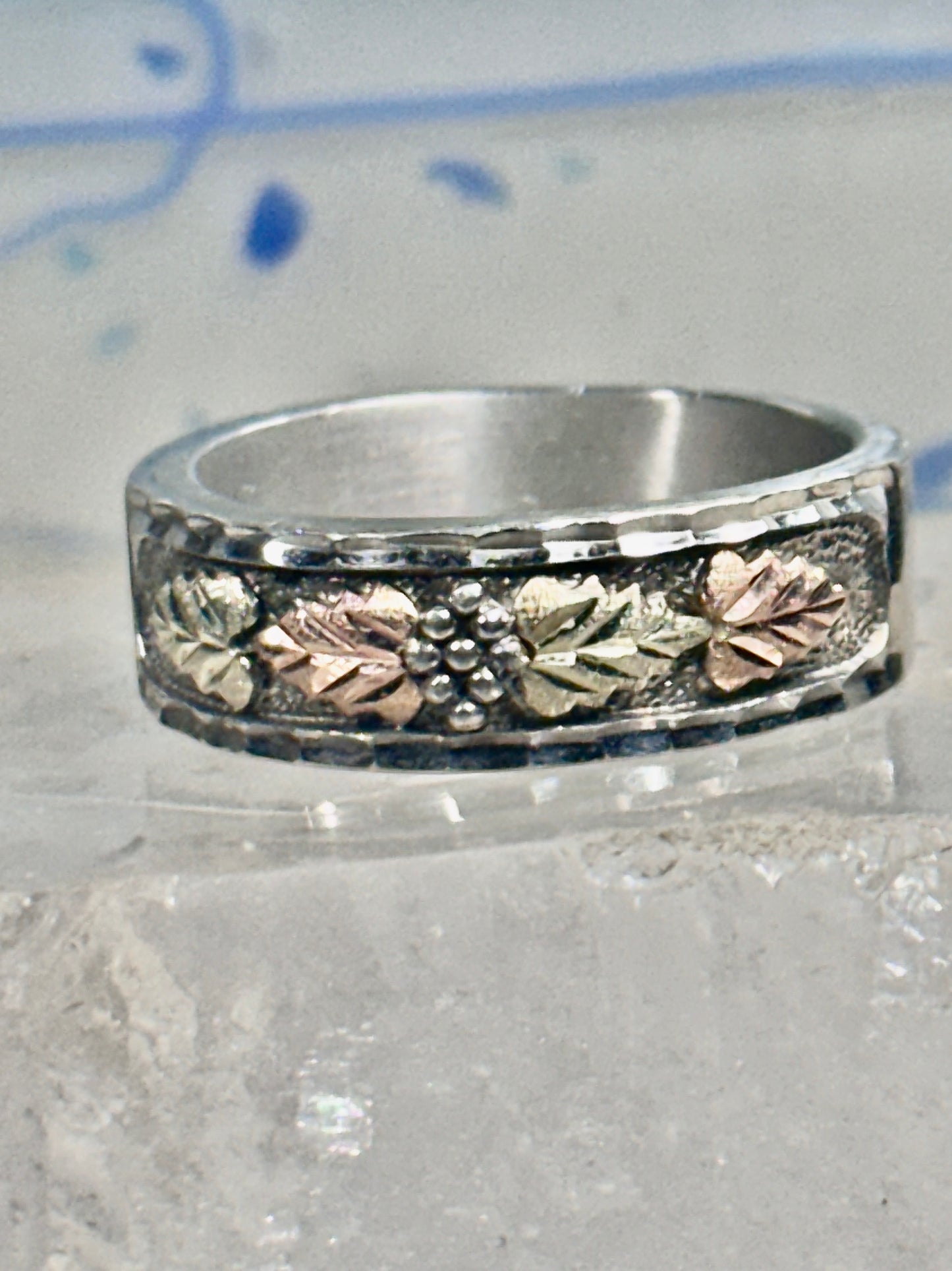 Black Hills Ring leaves wedding band size 11.75 sterling silver women men