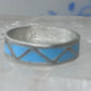 Vintage Sterling Silver Rough Reconstituted Turquoise Geometric Band Size 7.25 925