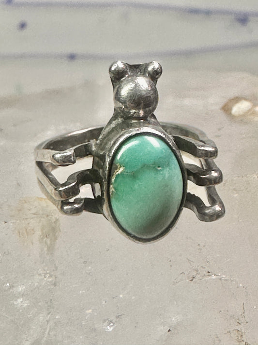 Spider Bug ring turquoise southwest signed Cortez size 5 sterling silver women girls