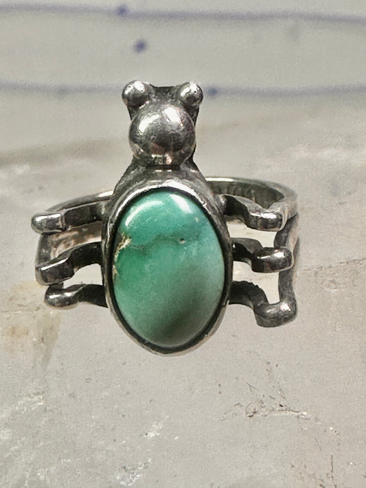 Spider Bug ring turquoise southwest signed Cortez size 5 sterling silver women girls