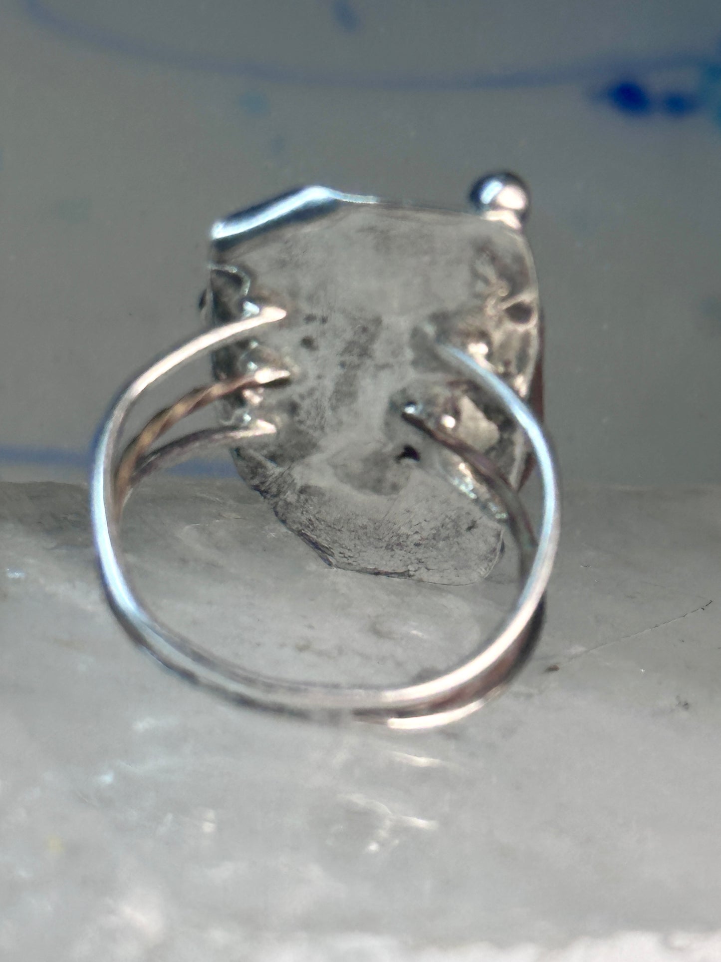 Long Dolphin ring Agate Size 7 Vintage sterling silver women