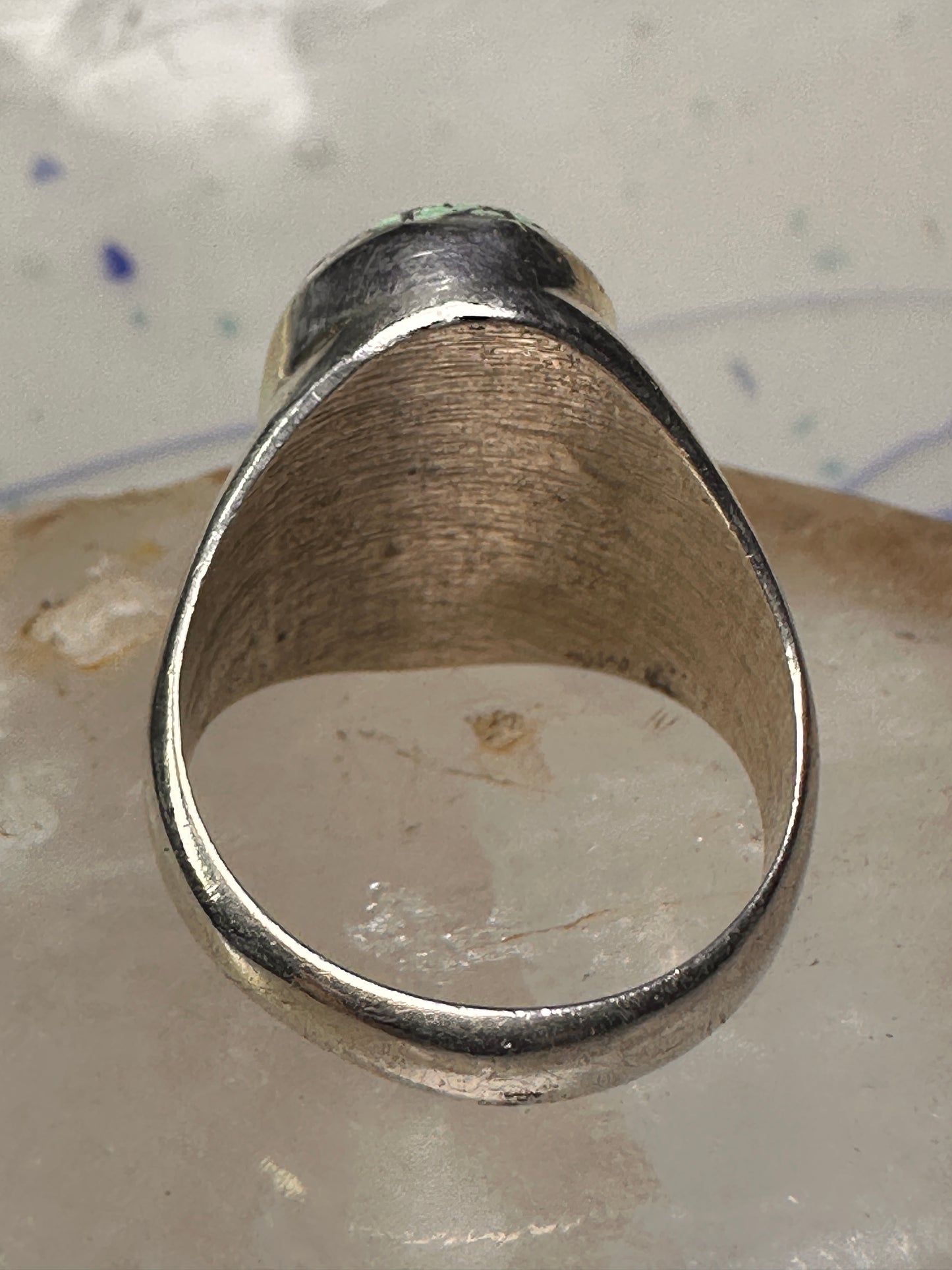 Navajo ring turquoise coral band size 10 sterling silver women men