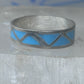 Vintage Sterling Silver Rough Reconstituted Turquoise Geometric Band Size 7.25 925