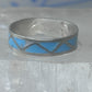 Vintage Sterling Silver Rough Reconstituted Turquoise Geometric Band Size 7.25 925