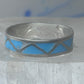 Vintage Sterling Silver Rough Reconstituted Turquoise Geometric Band Size 7.25 925