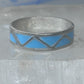 Vintage Sterling Silver Rough Reconstituted Turquoise Geometric Band Size 7.25 925
