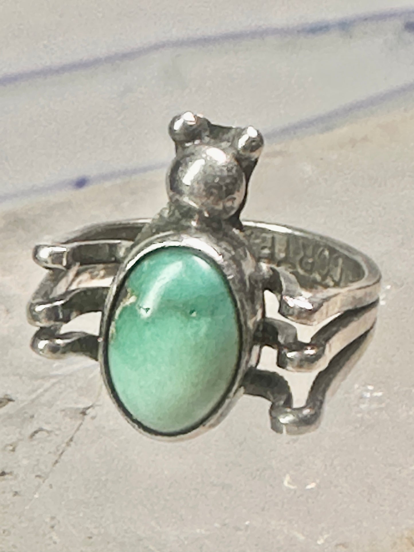Spider Bug ring turquoise southwest signed Cortez size 5 sterling silver women girls