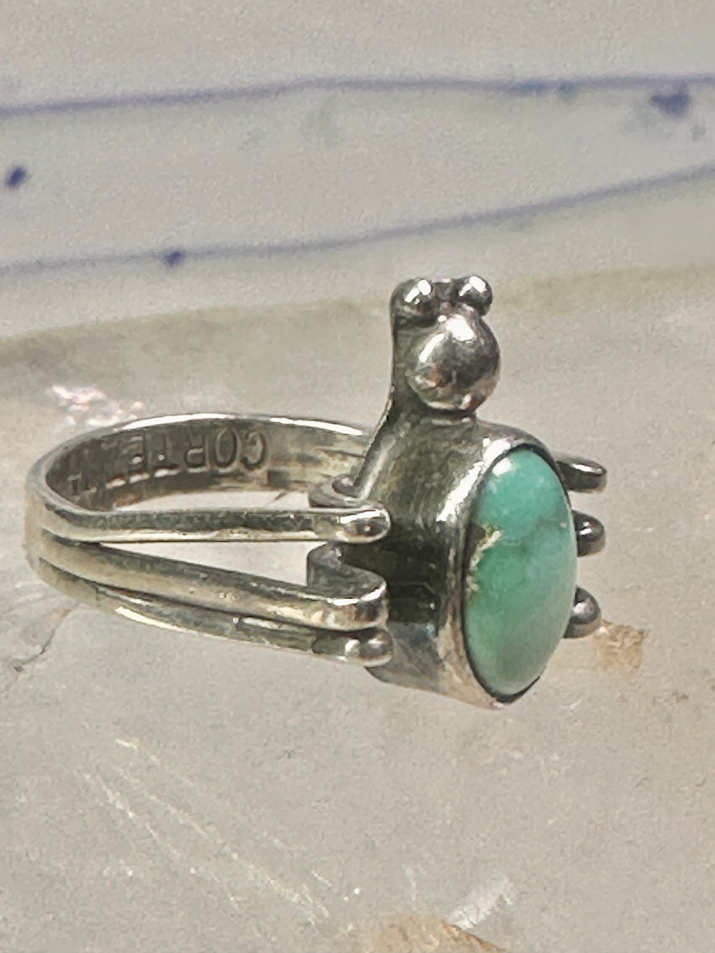 Spider Bug ring turquoise southwest signed Cortez size 5 sterling silver women girls