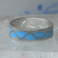 Vintage Sterling Silver Rough Reconstituted Turquoise Geometric Band Size 7.25 925