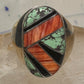 Navajo ring turquoise coral band size 10 sterling silver women men