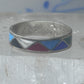 Vintage Sterling Silver Rough Reconstituted Multi Stone Geometric Band Signed R Size 9 925