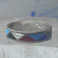 Vintage Sterling Silver Rough Reconstituted Multi Stone Geometric Band Signed R Size 9 925