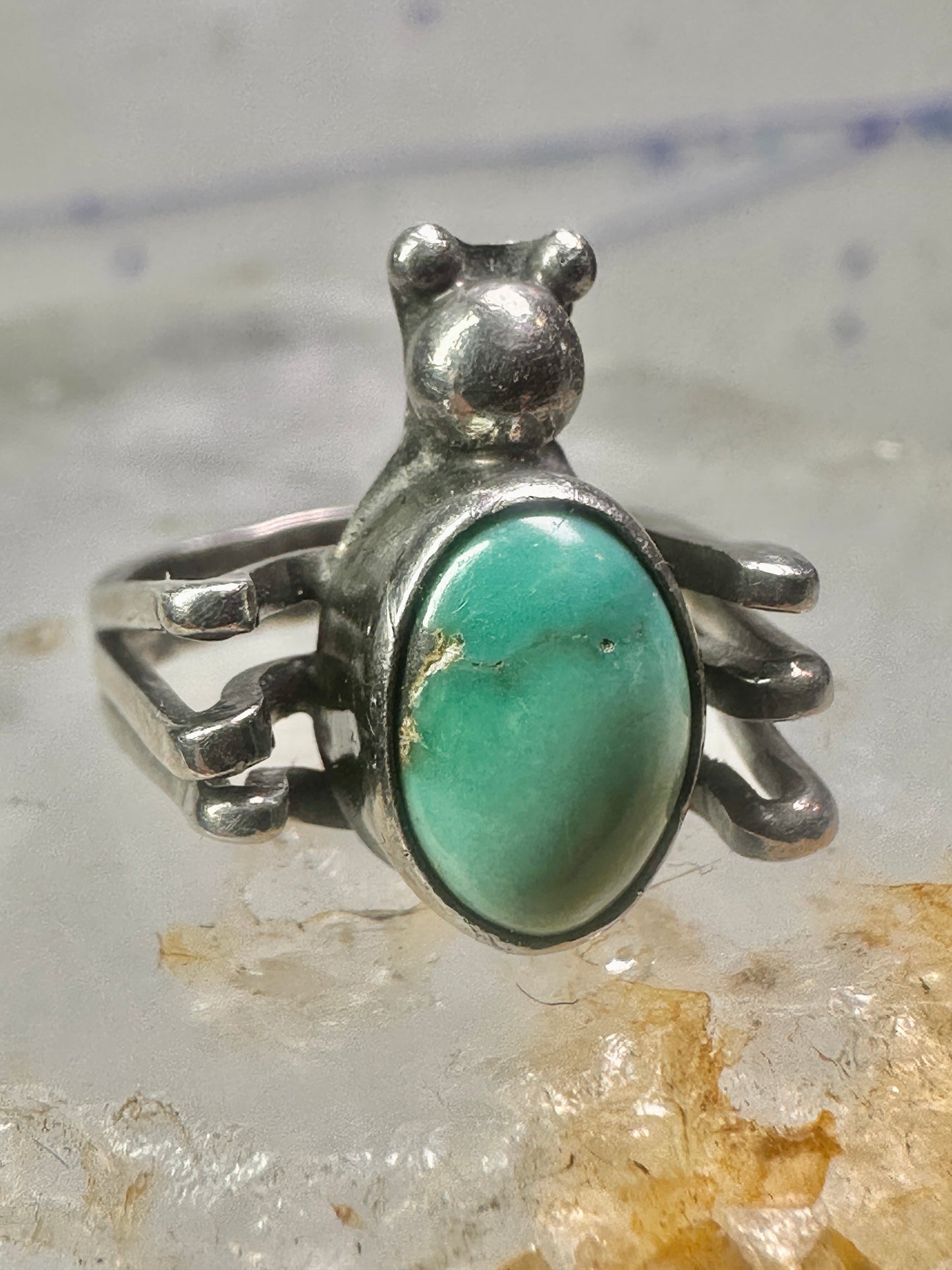 Spider Bug ring turquoise southwest signed Cortez size 5 sterling silver women girls