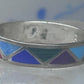 Vintage Sterling Silver Rough Reconstituted Multi Stone Geometric Band Signed R Size 9 925