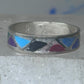 Vintage Sterling Silver Rough Reconstituted Multi Stone Geometric Band Signed R Size 9 925