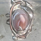 Long Dolphin ring Agate Size 7 Vintage sterling silver women