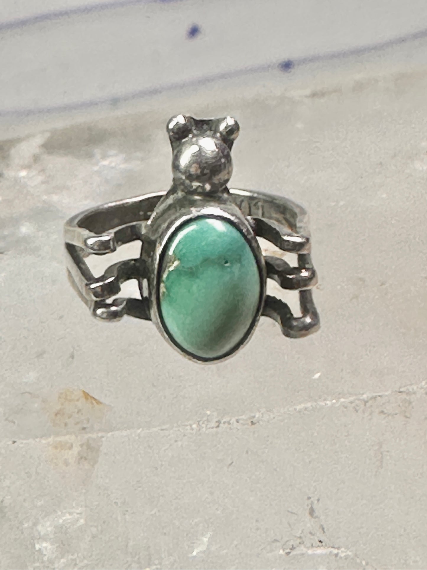 Spider Bug ring turquoise southwest signed Cortez size 5 sterling silver women girls