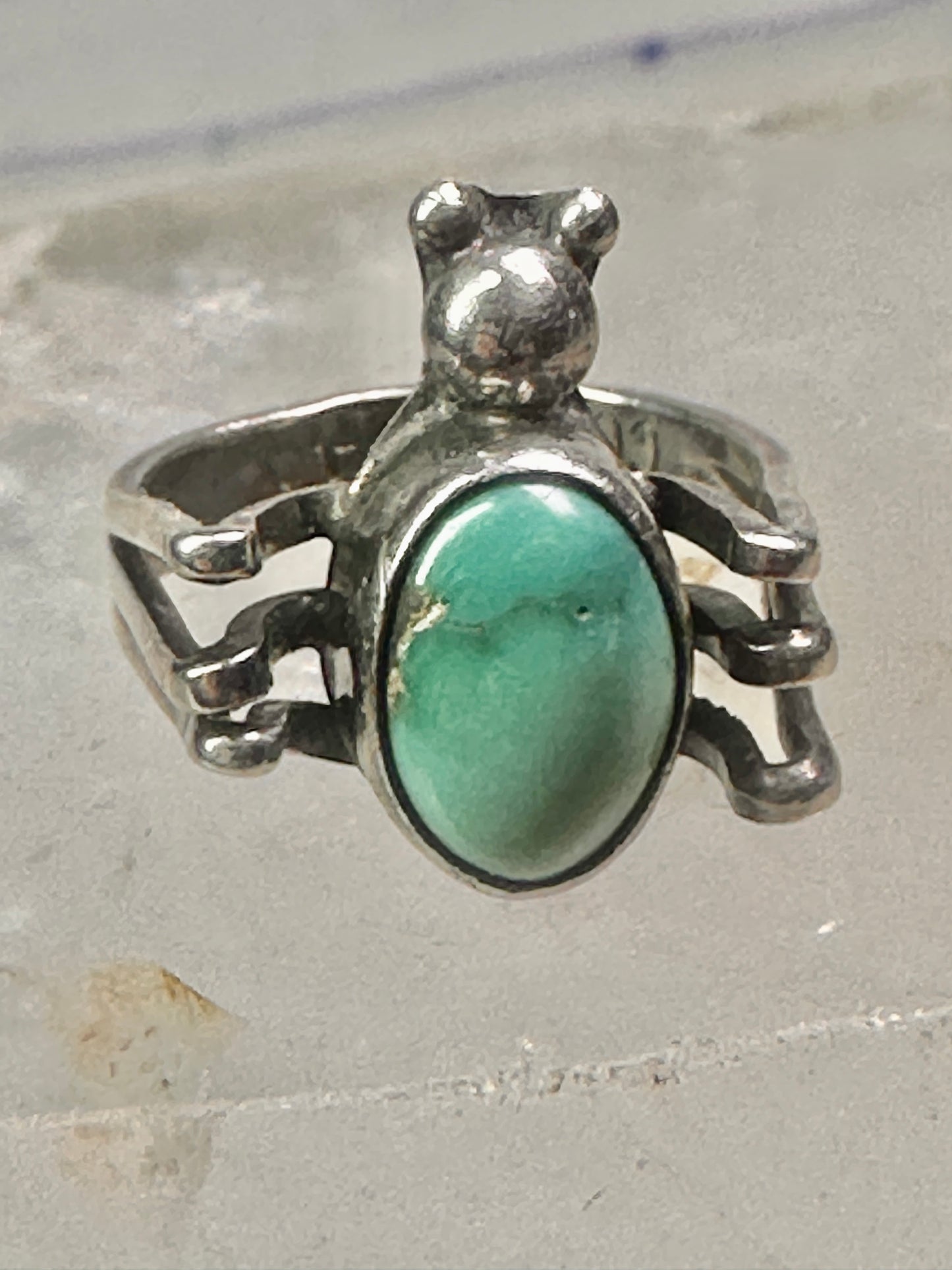 Spider Bug ring turquoise southwest signed Cortez size 5 sterling silver women girls