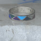 Vintage Sterling Silver Rough Reconstituted Multi Stone Geometric Band Signed R Size 9 925