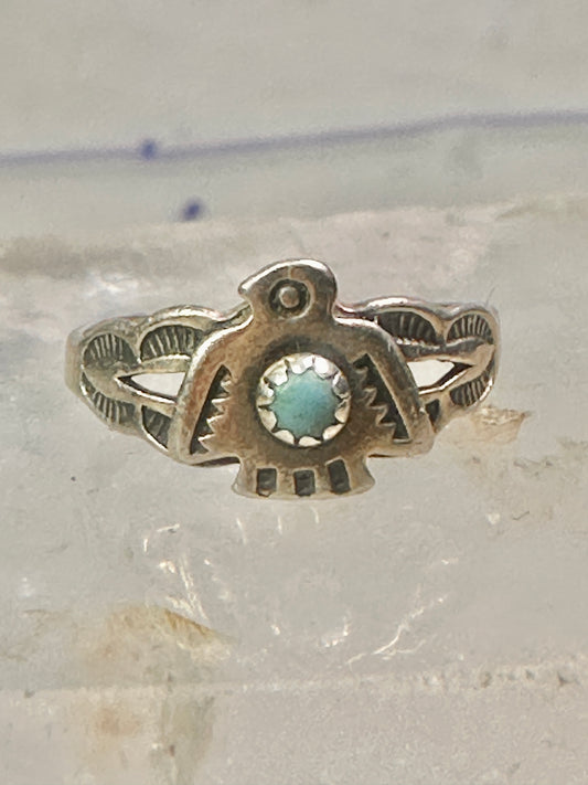 Vintage Bell Trading Post Sterling Silver Turquoise Thunderbird Ring - Size 4