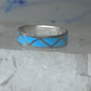 Vintage Sterling Silver Rough Reconstituted Turquoise Geometric Band Signed R Size 7.25 7.50 925