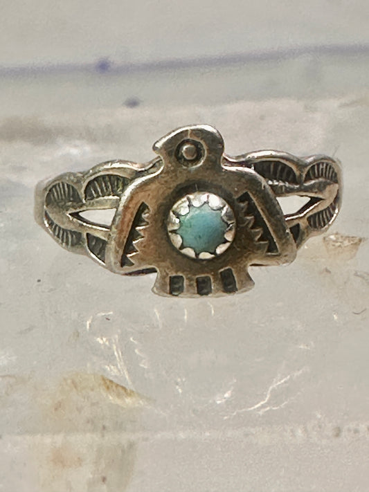 Vintage Bell Trading Post Sterling Silver Turquoise Thunderbird Ring - Size 4
