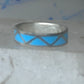 Vintage Sterling Silver Rough Reconstituted Turquoise Geometric Band Signed R Size 7.25 7.50 925