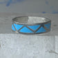 Vintage Sterling Silver Rough Reconstituted Turquoise Geometric Band Signed R Size 7.25 7.50 925