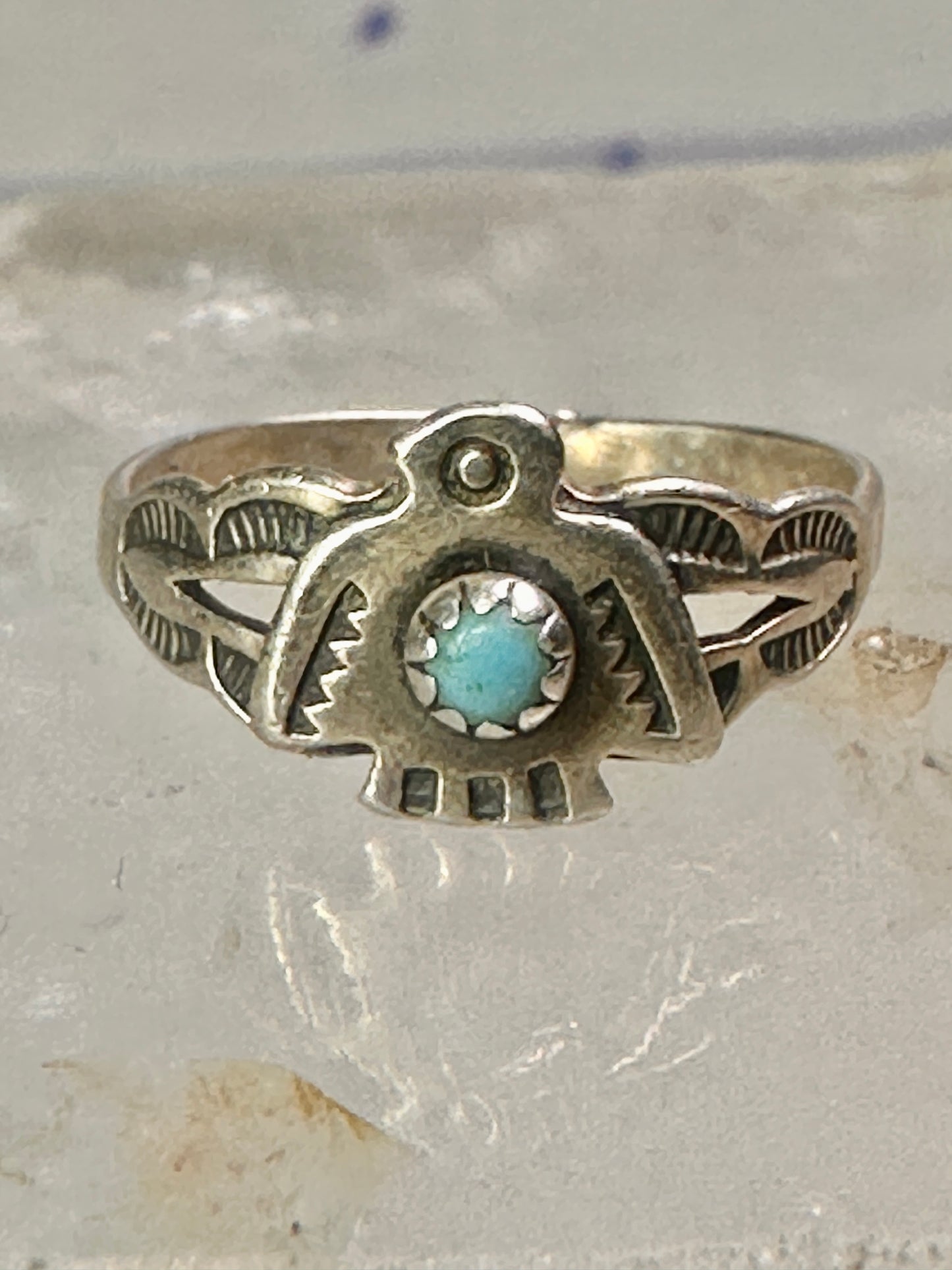 Phoenix ring Bell Trading Post band turquoise size 4 sterling silver women girls