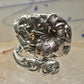 Lily spoon ring size 7.50 adjustable flower floral sterling silver band