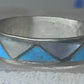 Vintage Sterling Silver Reconstituted Turquoise Mother of Pearl Band Signed R Size 8.25 8.50 925
