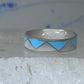 Vintage Sterling Silver Reconstituted Turquoise Mother of Pearl Band Signed R Size 8.25 8.50 925