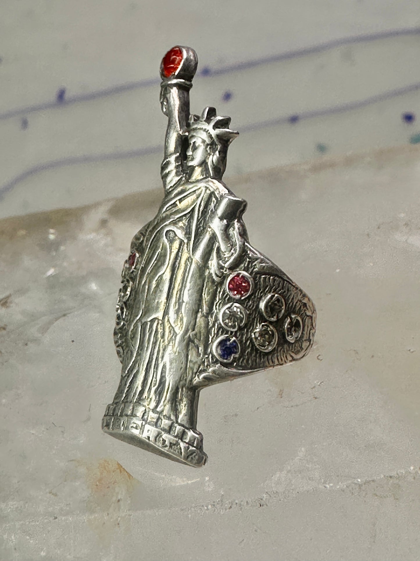 Statue of Liberty ring 1930's July 4rth size 2.5 pinky sterling silver women girls