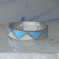 Vintage Sterling Silver Reconstituted Turquoise Mother of Pearl Band Signed R Size 8.25 8.50 925