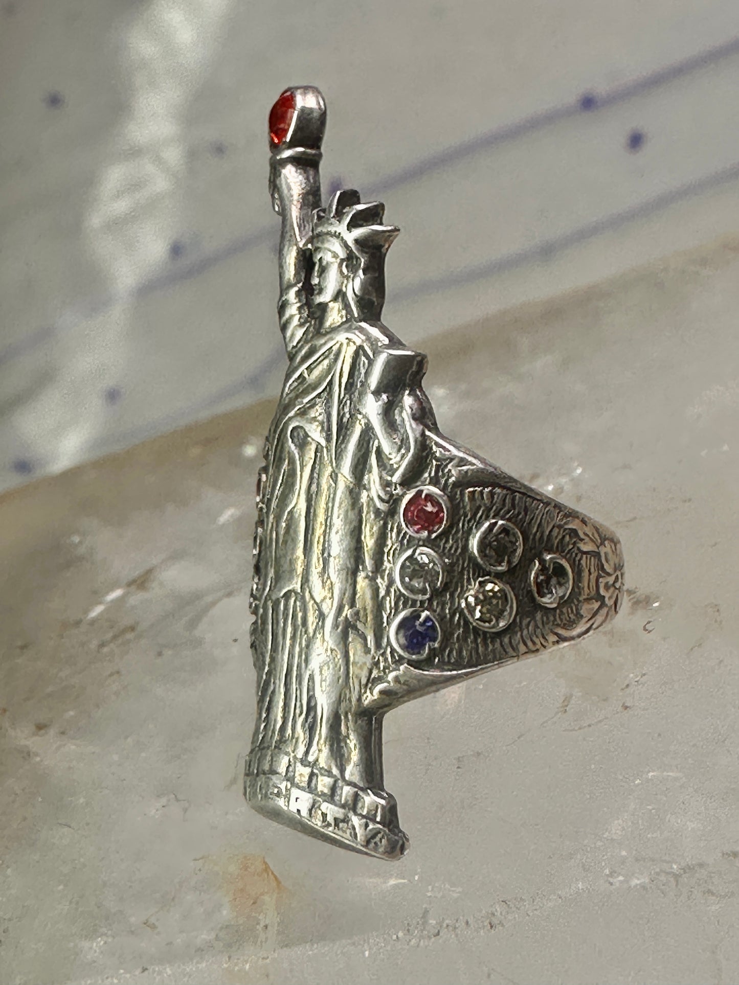 Statue of Liberty ring 1930's July 4rth size 2.5 pinky sterling silver women girls