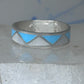 Vintage Sterling Silver Reconstituted Turquoise Mother of Pearl Band Signed R Size 8.25 8.50 925